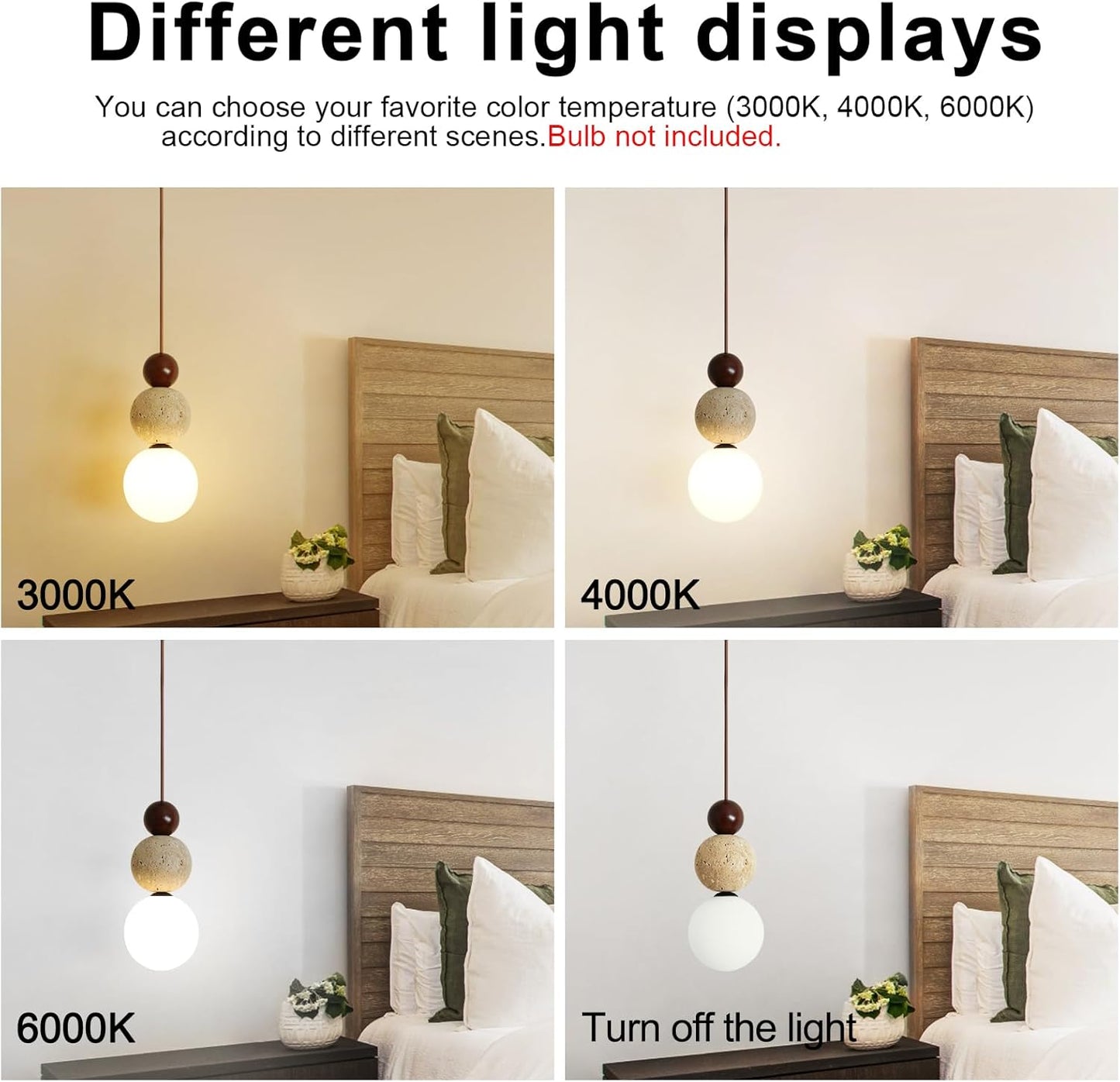 Nordic Stone Pendant Light, Japanese Natural Yellow Travertine Stone Lamp Wabi-Sabi Chandelier Compatible with G9 Bulb Socket, Suitable for Kitchen Island, Dining Room, Bedside, Bar (Walnut Color)