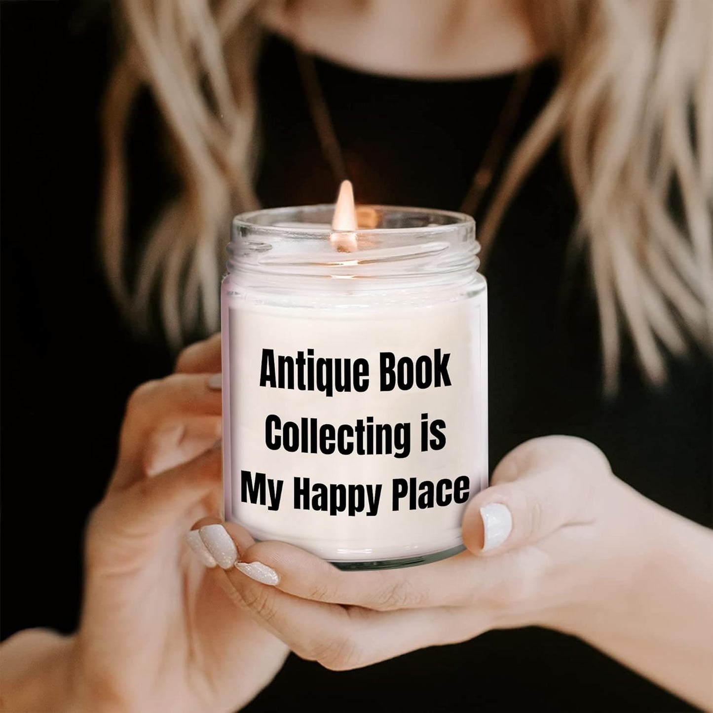 Generic Antique Book Collecting Gifts | Antique Book Collecting is My Happy Place | 9oz Vanilla Soy Candle Gifts from Daughter for Father's Day Memorable Gifts, White