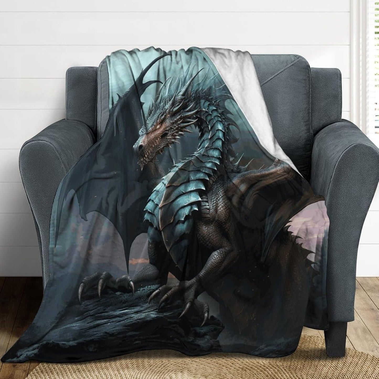 Cool Dragon Throw Blanket for Couch Super Soft Warm Lightweight Throw Blankets Cozy Flannel Bed Blanket Cute Decorative Blankets for All Seasons Home Decor Gift 60"*80"（150 * 200cm）
