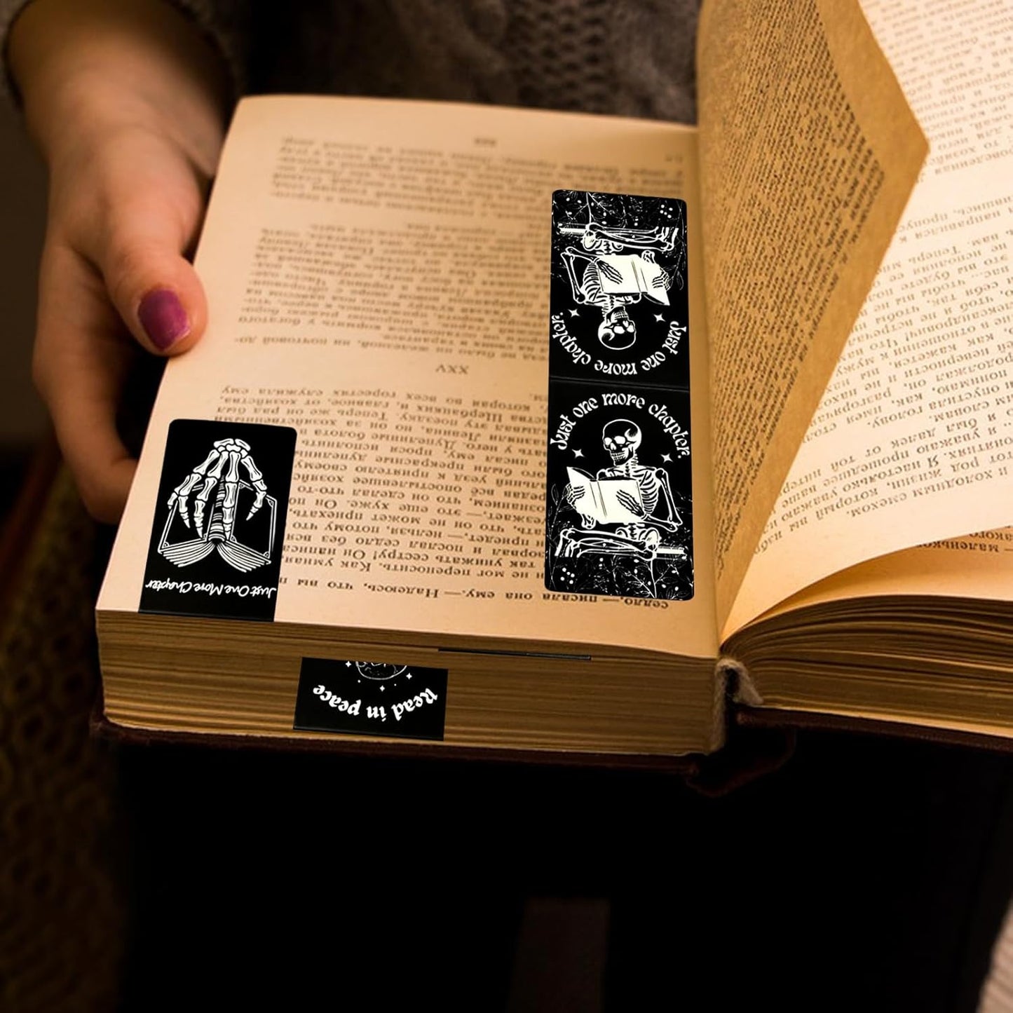 6Pcs Big Size Skeleton Christmas Magnet Bookmarks with Strong Magnet, Christmas Gothic Book Marker, Christmas Holiday Gift for Book Lovers Bookworm Bookish