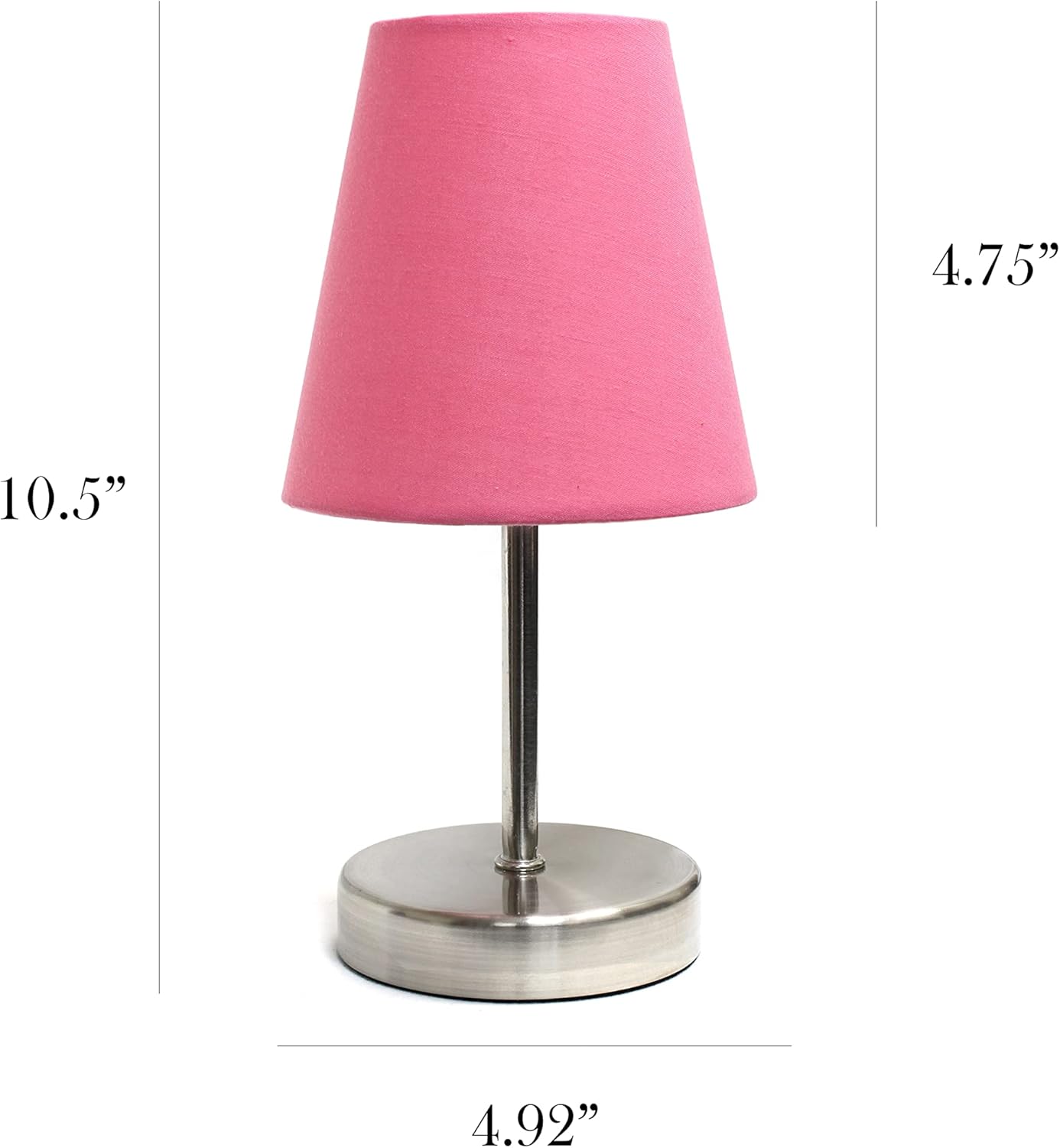 Simple Designs LT2013-PNK Mini Basic Sand Nickel Table Lamp with Fabric Shade, Pink