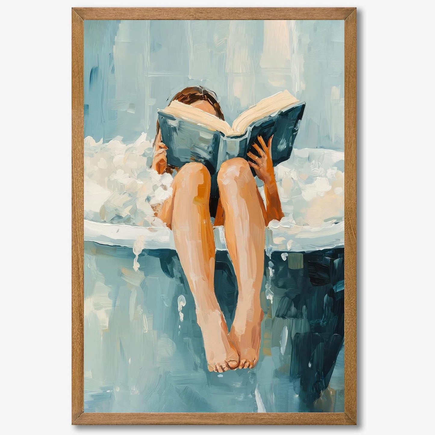 Woman Read Wall Art Bathroom Wall Decor Girl Portrait Poster Aesthetic Reading Poster Relaxing Spa Art Picture for Girls Bathroom 12x16in Unframed