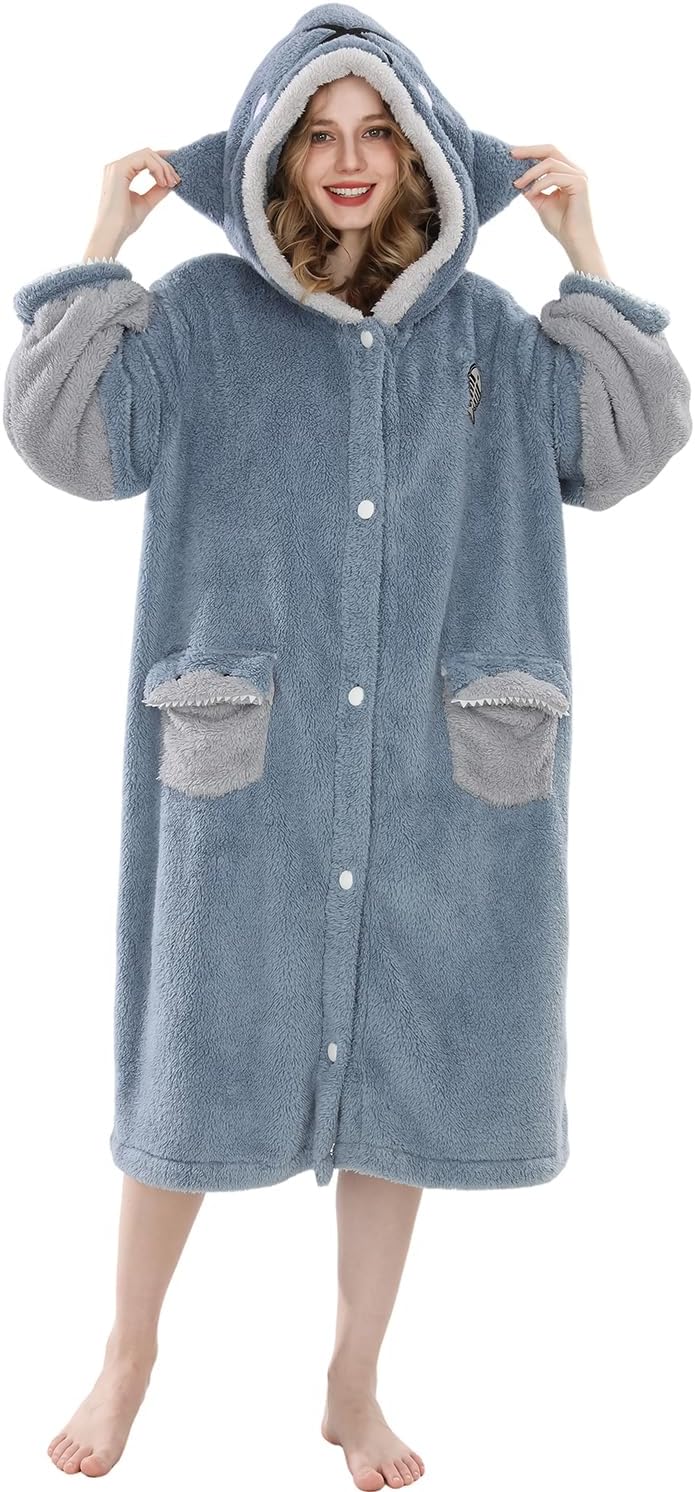 FCCAM Christmas Wearable Blanket Hoodie for Women Warm Oversized Hooded Blanket Sweatshirt with Pockets