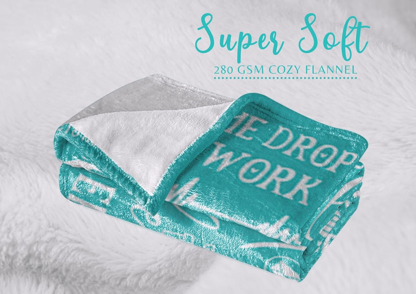 Secretary Gifts for Woman, Throw Blanket for Secretaries' Day Administrative Professional Day Gifts for Appreciation, Christmas, Birthday - 50" x 65" Queen of The Office Teal