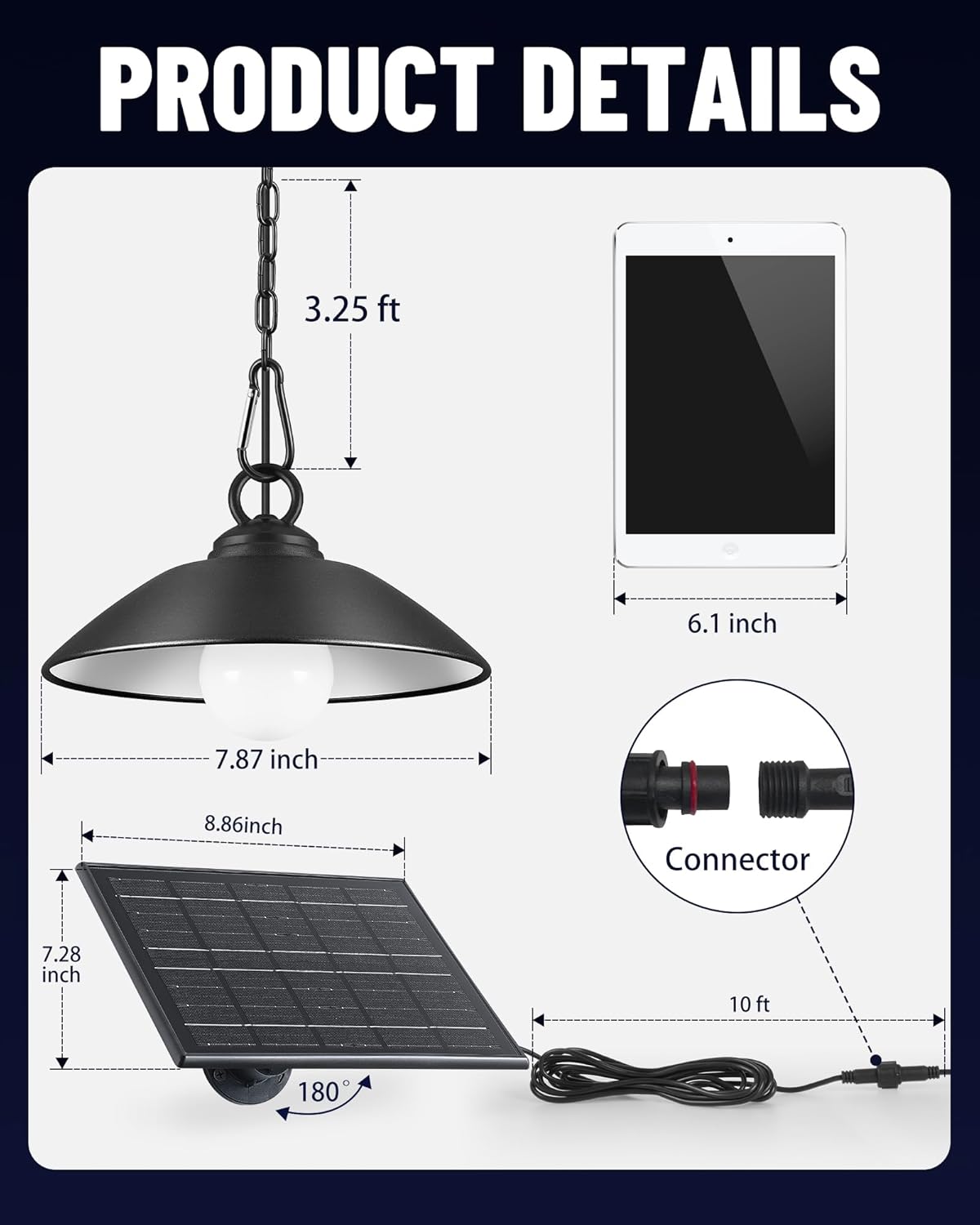 2 Pack Solar Pendant Lights Outdoor Indoor,3000K/4000K/5000K 4 Brightness Shed Light Remote Control, IP65 Waterproof, 300LM*2 LED Hanging Lamp for Chicken Coop Garden, Patio and Barn
