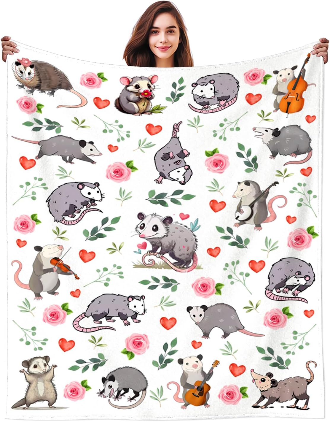Opossum Blanket Gifts Stuff Possums Blankets and Throws Plush Soft Flannel Animal Possum Merch Cute Funny Opossum Gifts for Women Girls Boys Kids Teens Adults Room Decor 50"X40"
