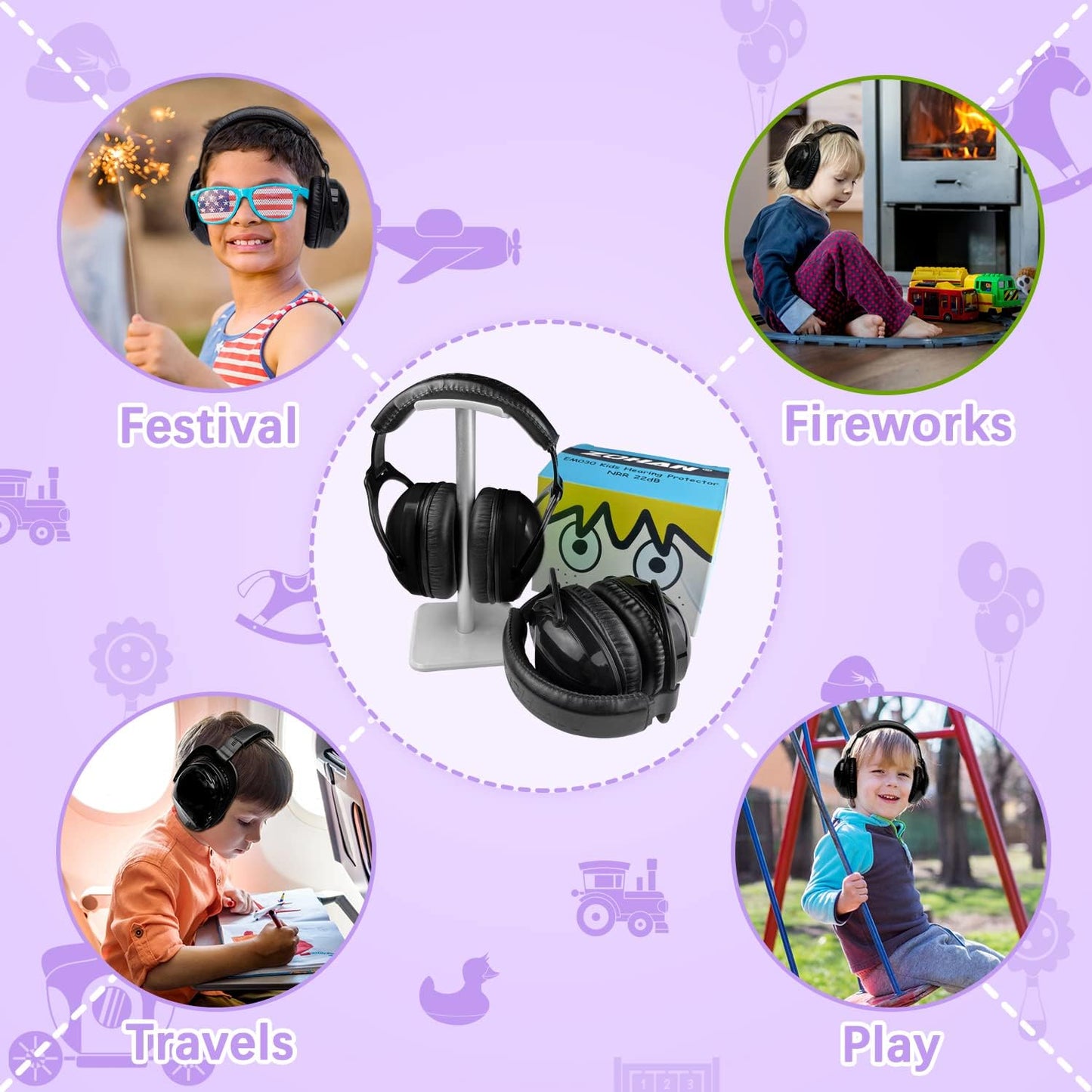 ZOHAN Kids Ear Protection 2 Pack,Kids Noise Canceling Headphone for Concerts, Monster Truck, Fireworks