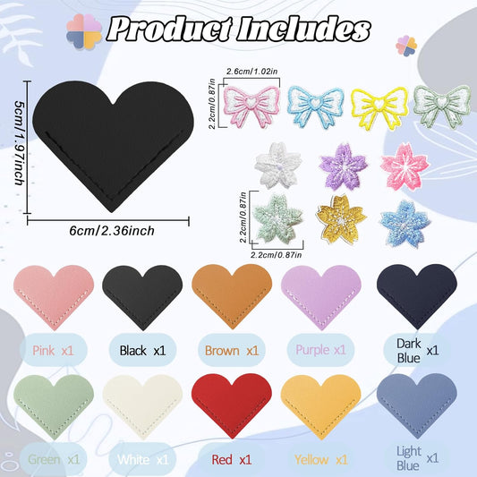 10 Pcs DIY Leather Heart Bookmarks for Women Book Lovers, Book Accessories Gifts for Reading Women, Cute Corner Page Bookmarks for Book Lovers Teachers Students, School Office Home Supplies(Heart B)