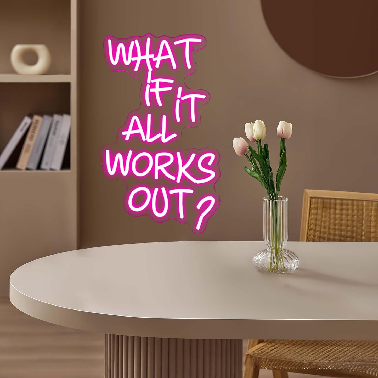 Allball What If It All Works Out Neon Sign, USB Powered Dimmable LED Dreamer Decor, For Office Bedroom Game Room Reading Room Dreamer Provide Inspiration Motivational Neon Light Wall Decor(16.1*10.8in)