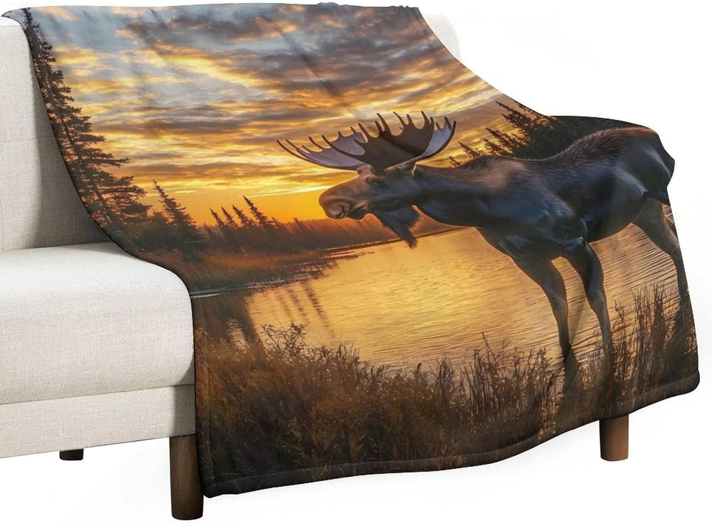 Moose Throw Blanket for Couch Bed Plush Cozy Fuzzy Flannel Blanket for All Season 30"x40"