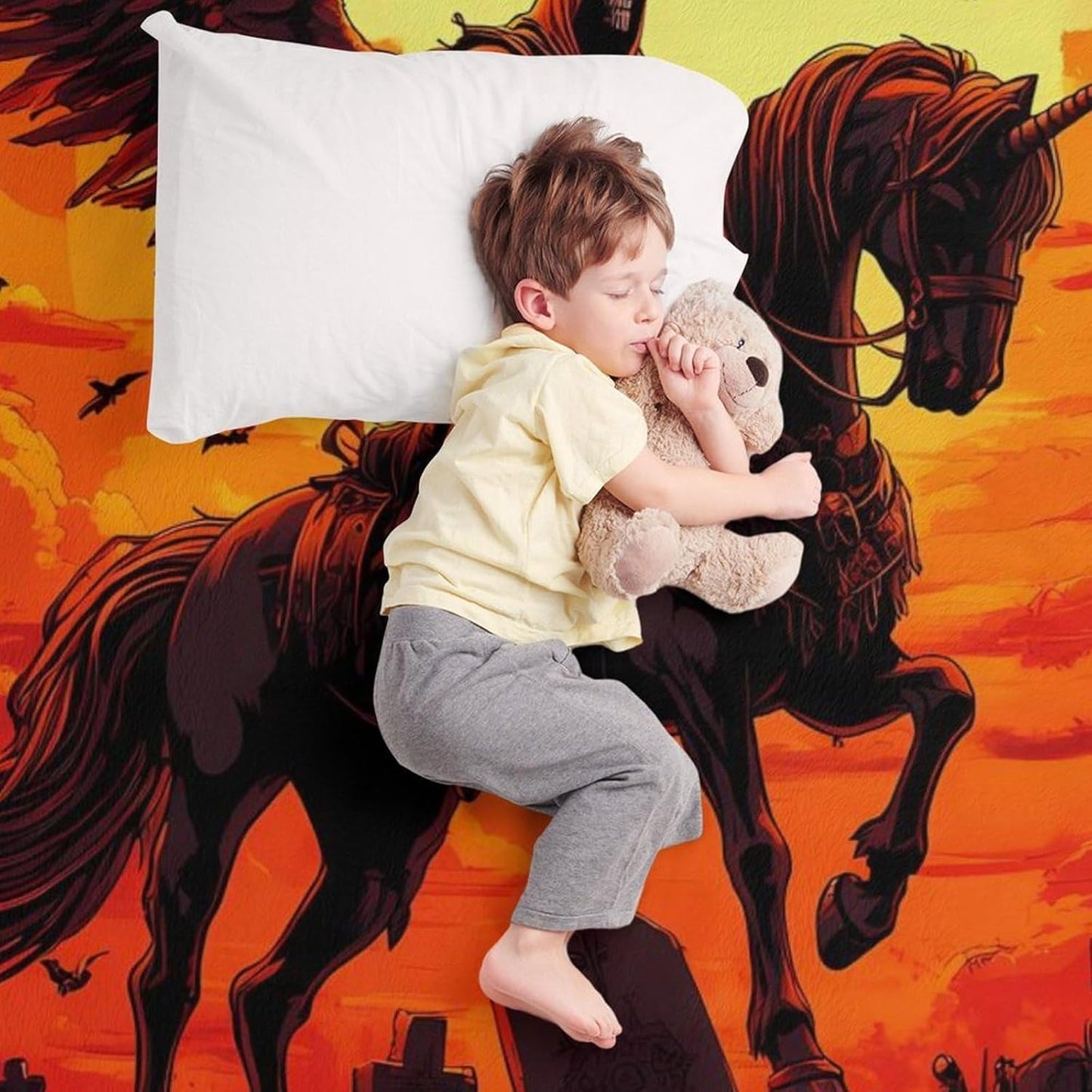 Reaper Horse Throw Blanket for Couch Bed Plush Cozy Fuzzy Flannel Blanket for All Season 60"x80"