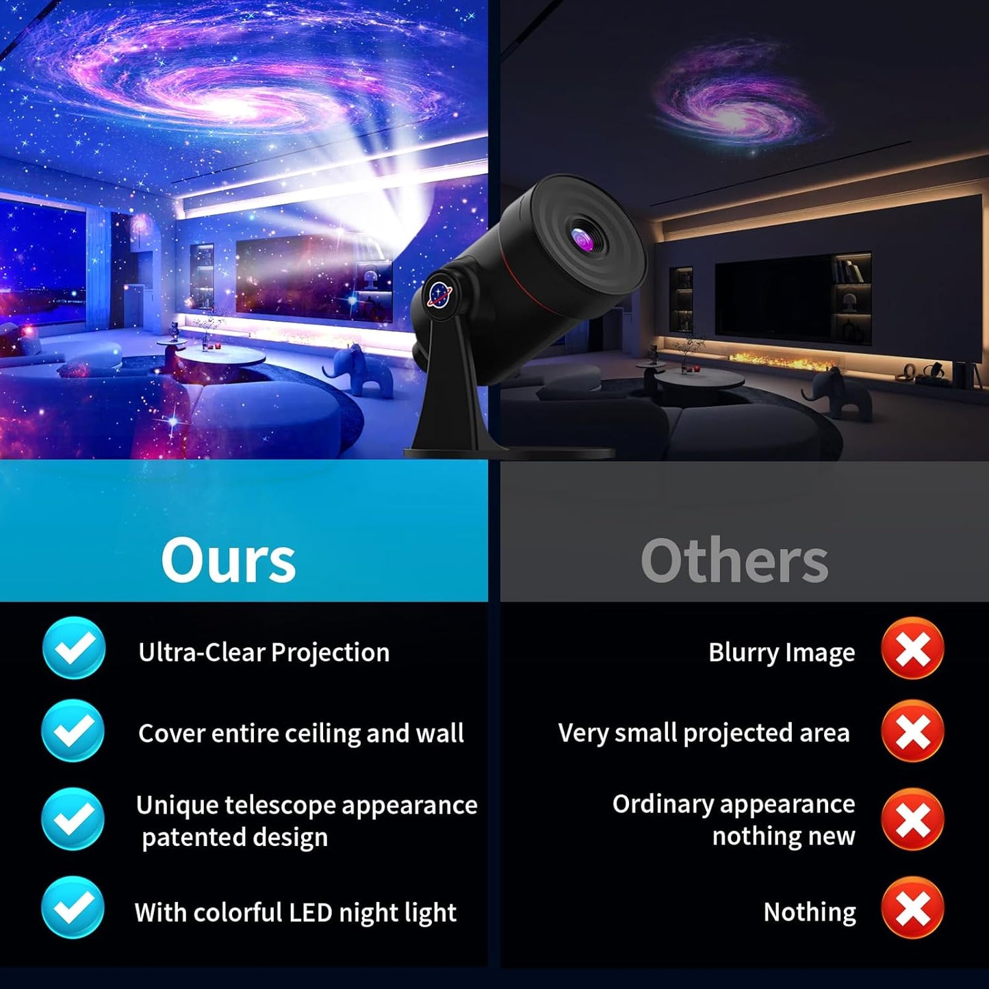 [2025 8th Gen] Star Projector, Galaxy Projector for Bedroom Night Light with Timer, Solar System Realistic Space Planetarium Projector Moon Lamp, Room Decor for Ceiling Kids Adults