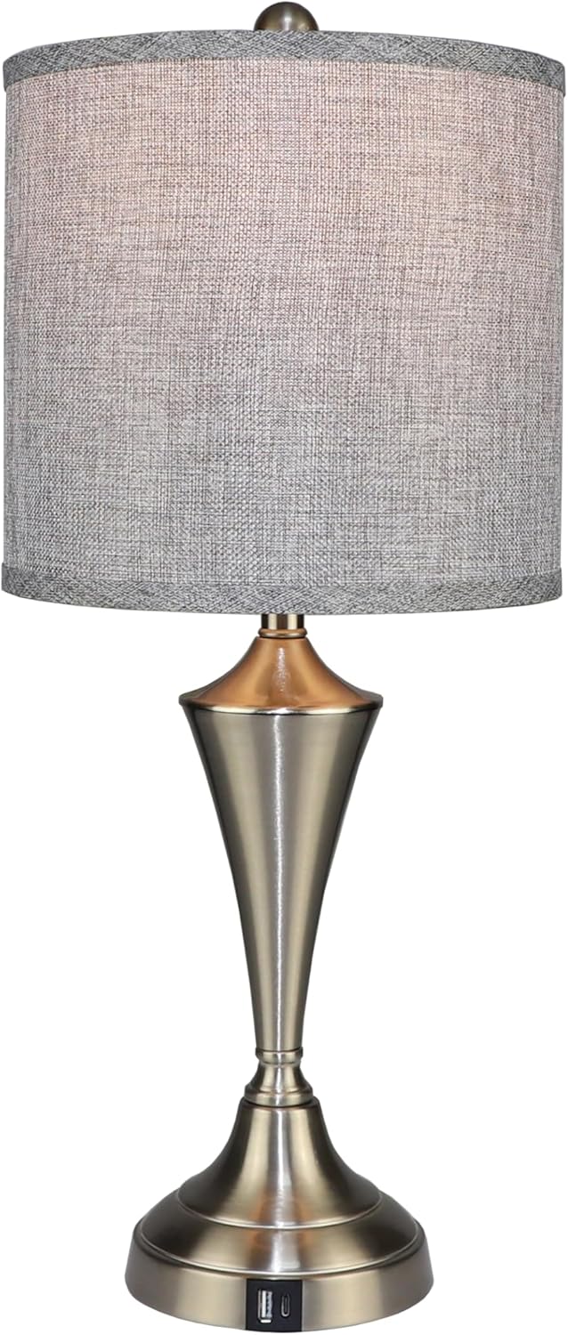 Set of 2 Metal Table lamp with Brushed Nickel Finish