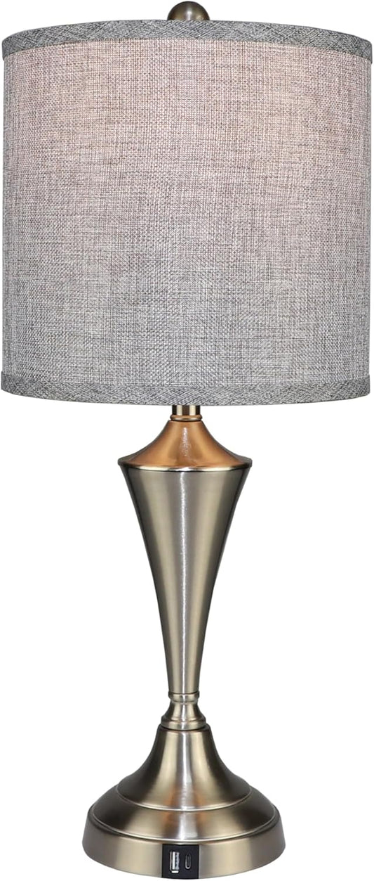 Set of 2 Metal Table lamp with Brushed Nickel Finish