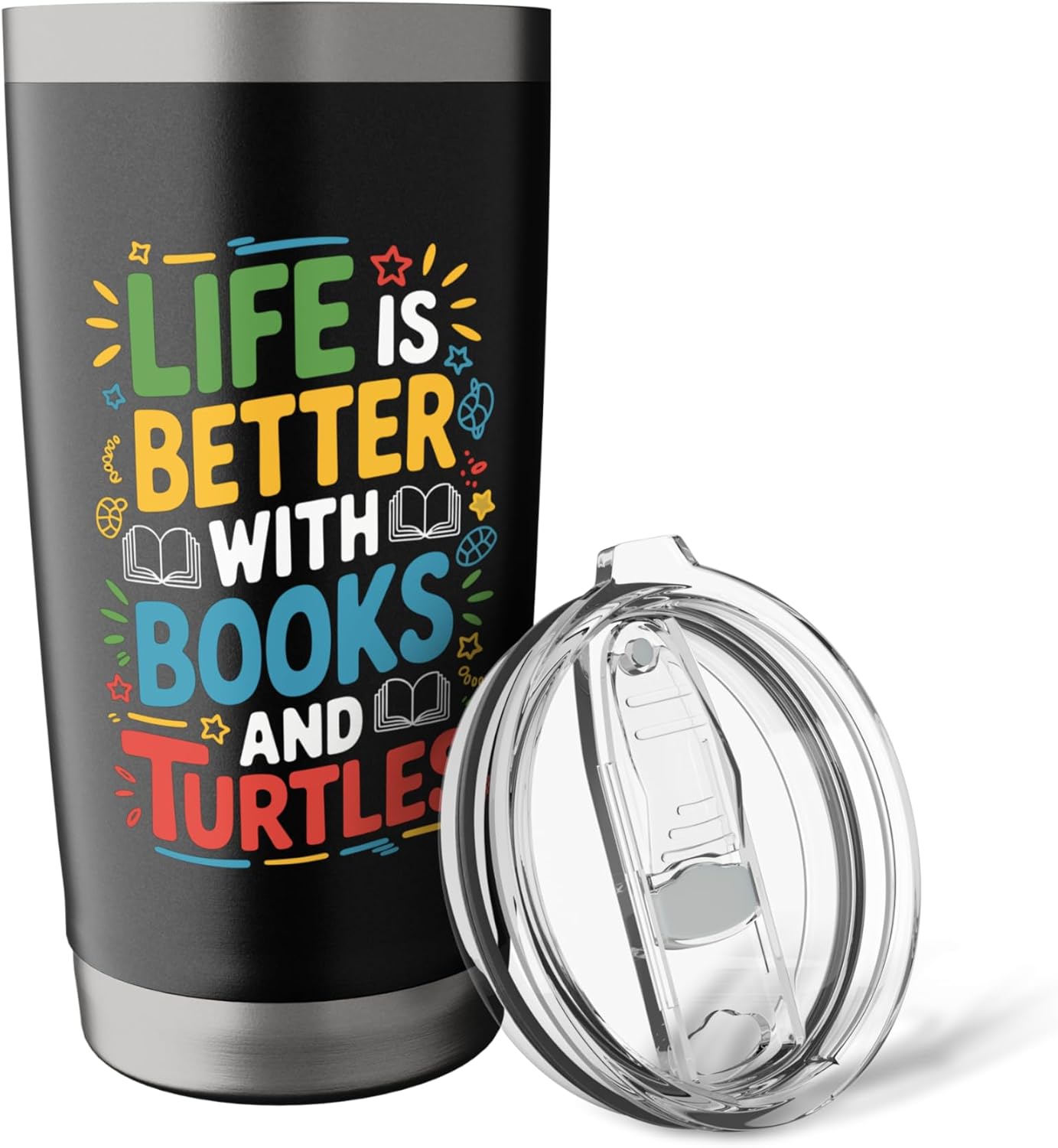 Life is better with books and turtles, Bookworm Reading Stainless Steel Insulated Tumbler