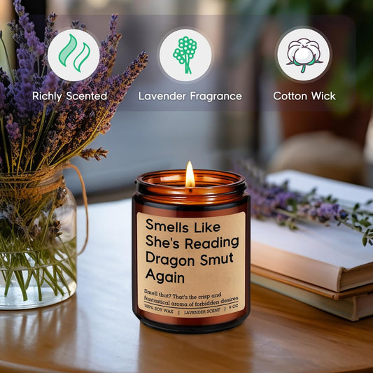 GSPY Romantasy Book Candle, Fantasy Reader Gifts for Women - Reading, Bookish, Dragon Gifts for Girls - Funny Mothers Day, Birthday Present for Fantasy Book Lover, Dragon Lover, Bookworm, Librarian