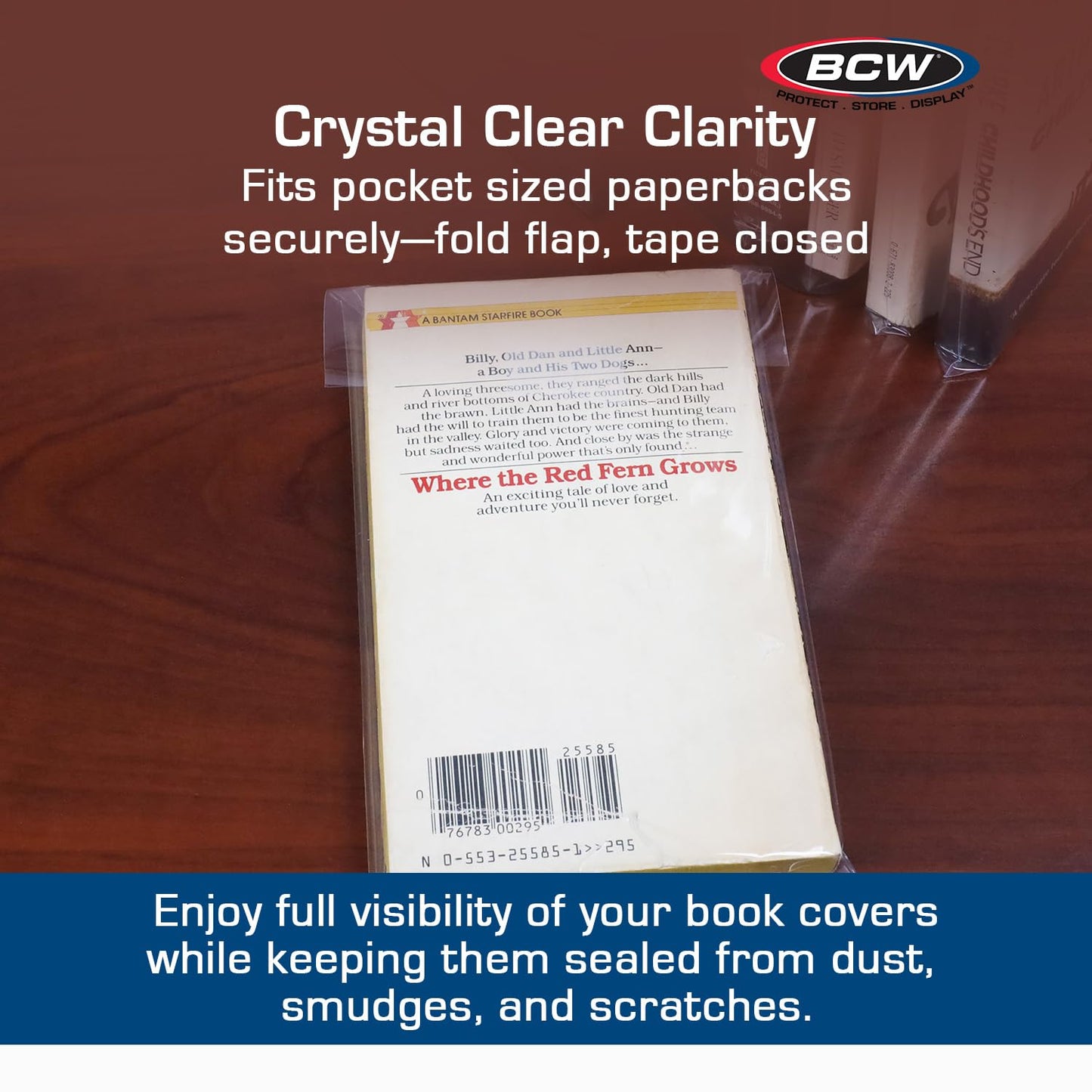 BCW Paperback Book Bags - 100-Pack | 5 x 7 3/8 Inches | Crystal Clear Polypropylene, Acid-Free Protection for Your Pocket Paperbacks | Book Covers for Paperbacks