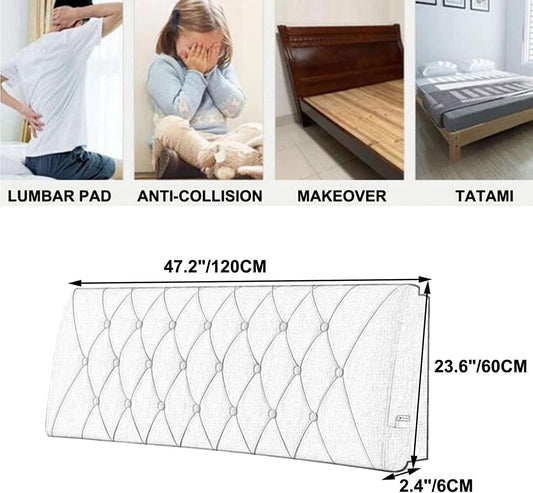 King Size Headboard Cushion Bed Backrest,Lumbar Pad Soft Case Crash Cushion Wall Pillows Removable Cover(Size:47.2x23.6x2.4/120x60x6cm,Color:C)