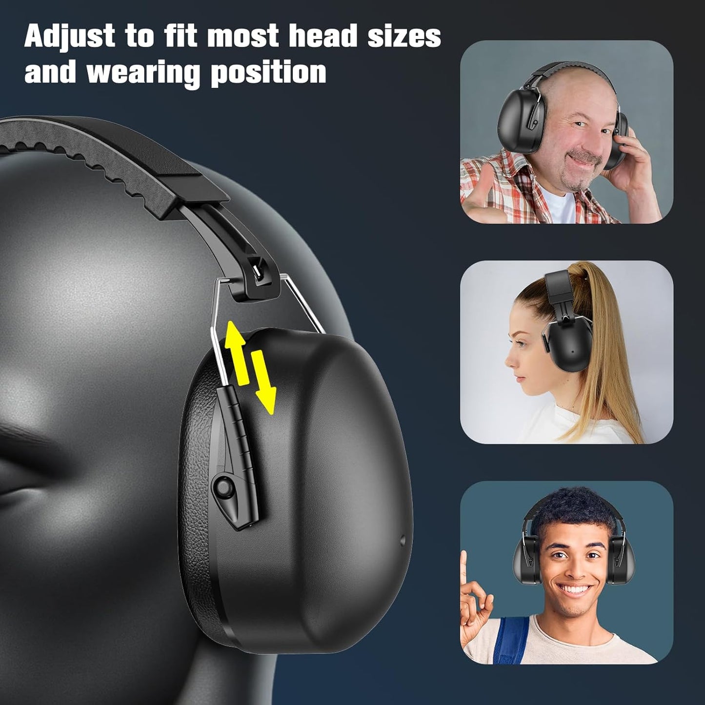 ProCase 2 Pack Ear Muffs for Noise Reduction SNR 32dB/NRR 26dB, Ear Hearing Protection for Adults/Kids, Autism Sensory Noise Cancelling Headphones for Work Shooting Gun Range -Black/Black