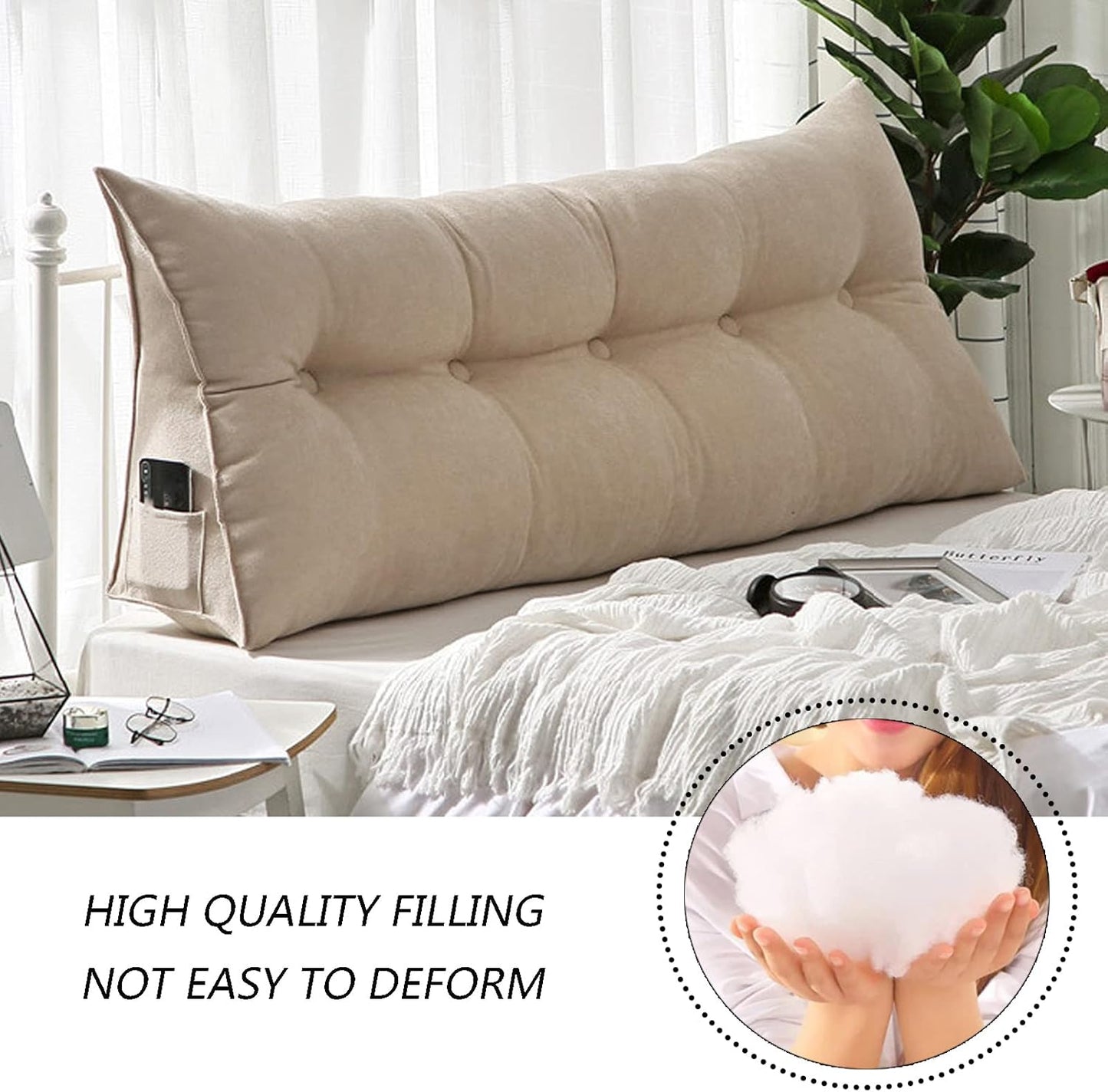 Triangle Headboard Pillow, Removable Cover Back Support Cushion for Daybed, Colorful Bolster Pillow 80x20x50CM - Comfortable Sleep & Relaxation Accessory (F 100 x20 x50CM)