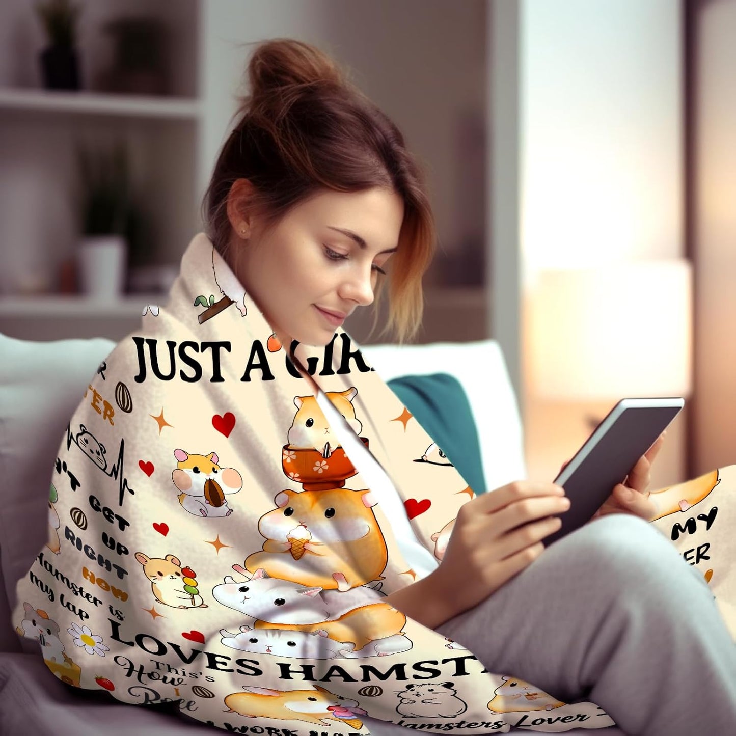 Hamster Blanket Cute Soft Warm Hamster Stuff Plush Throw Blanket Best Brithday Gifts for Girls Kids Women Animal Lovers Adults 60"X50"