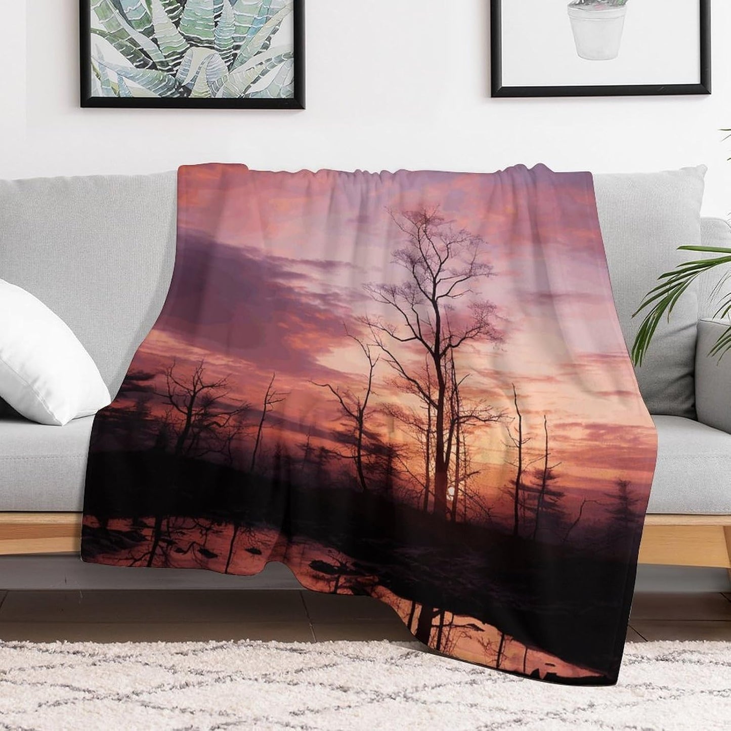 Pink Dusk Background Throw Blanket for Couch Super Soft Warm Lightweight Throw Blankets Cozy Flannel Bed Blanket Cute Decorative Blankets for All Seasons Home Decor Gift 30"*40"（76 * 100cm）