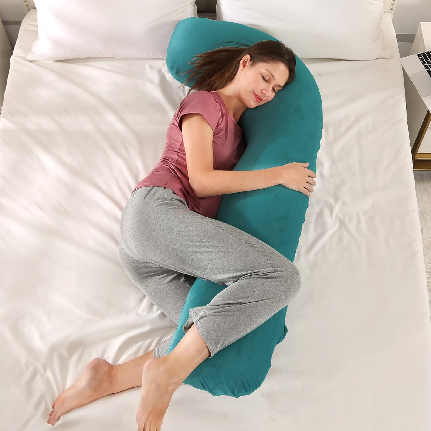 BATTOP Pregnancy Pillow for Sleeping,Body Maternity Pillow with Removable Cover,Support for Back,HIPS,Legs,Belly for Pregnant Women,Side Sleeper Body Pillow