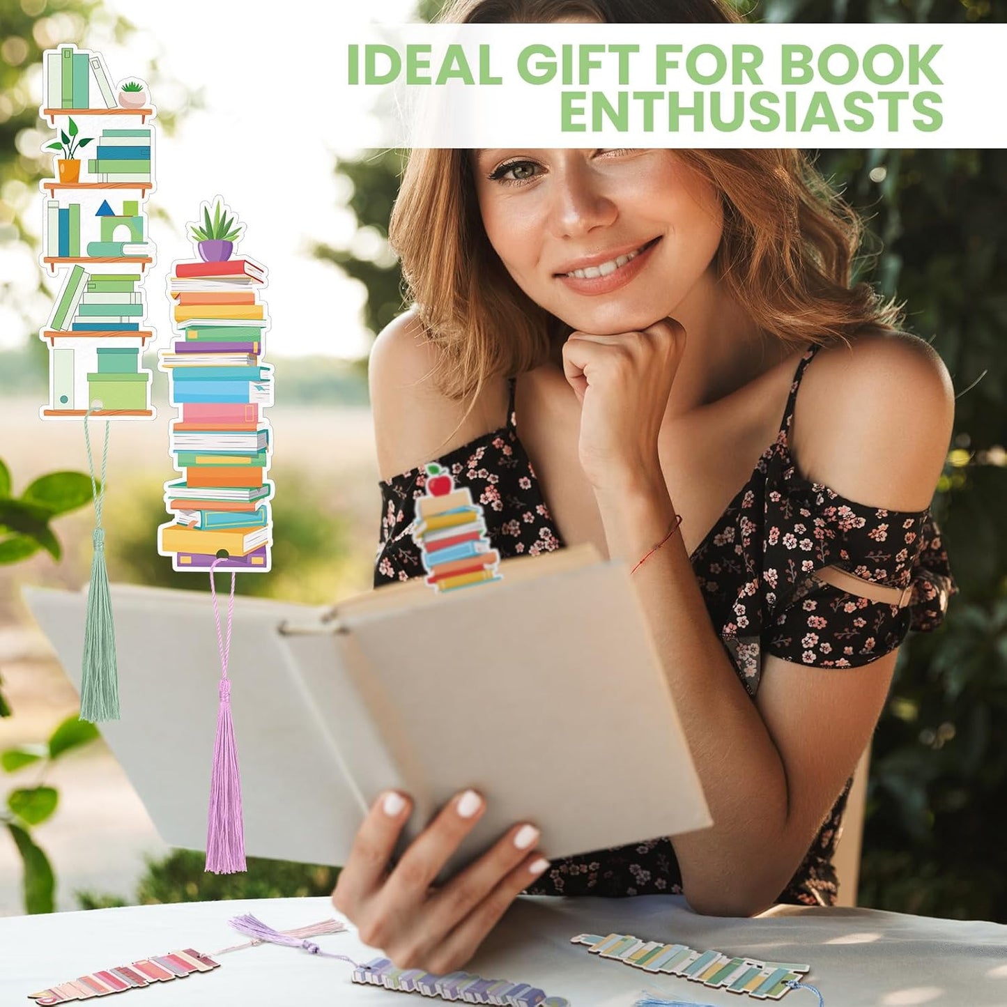 60 Pcs Wooden Bookmarks for Book Lovers - 15 Designs With Tassel - Retro Bulk Bookmarks for Reading, Gifts for Men, Women, Teachers, Students - Birthday, Book Club, Party Favors