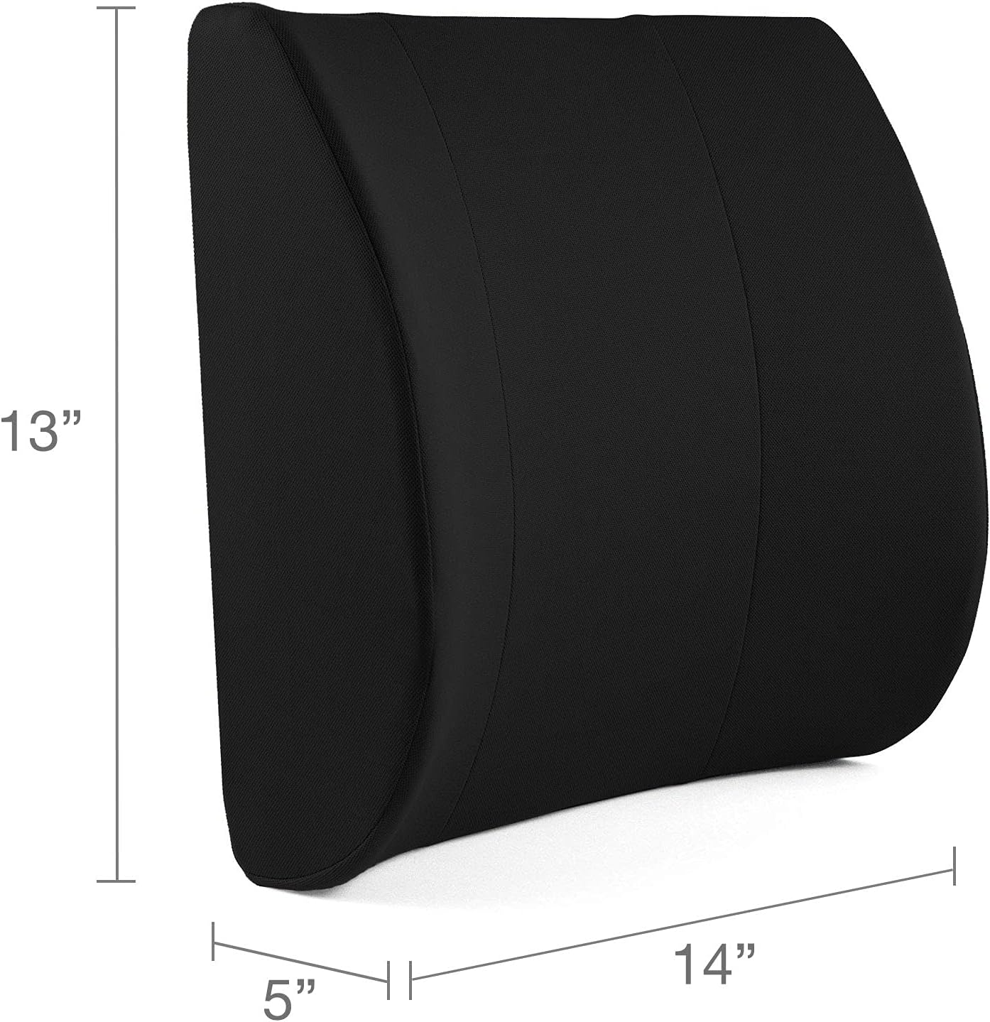 DMI Lumbar Support Pillow for Chair to Assist with Back Support with Removable Washable Cover to Ease Lower Back Pain while Improving Posture, 14 x 13 x 5, Contoured Foam, Standard, Black