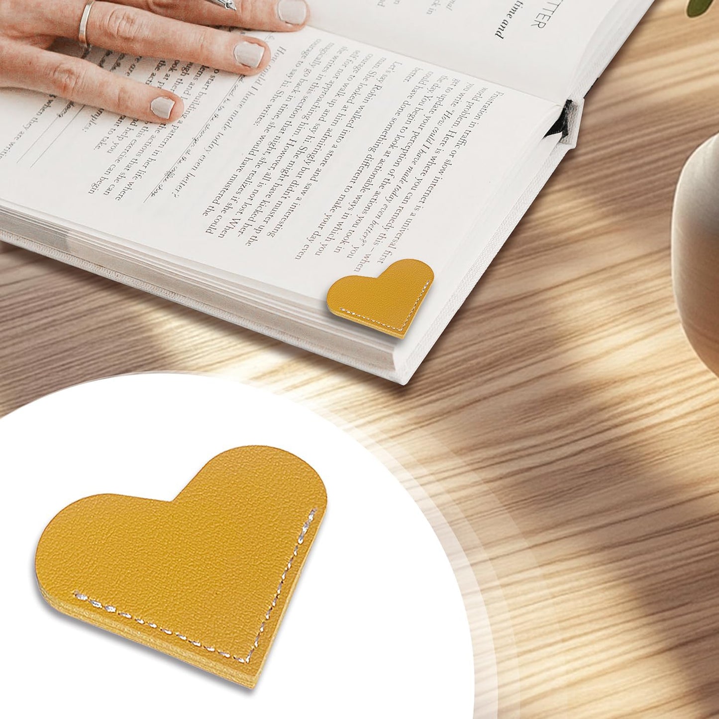 16Pcs Leather Heart Bookmarks,Cute Corner Page Book Marks,Book Accessories for Kids Women Book Lovers Teachers,Handmade Reading Gifts (16 PCS)