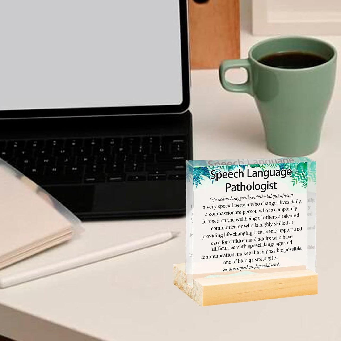 Speech Pathologist Gifts SLP Gifts Acrylic Desk Decorative Sign with A Wood Stand Speech Therapy Gift Therapist Gift Birthday Christmas Appreciation Presents for Therapist