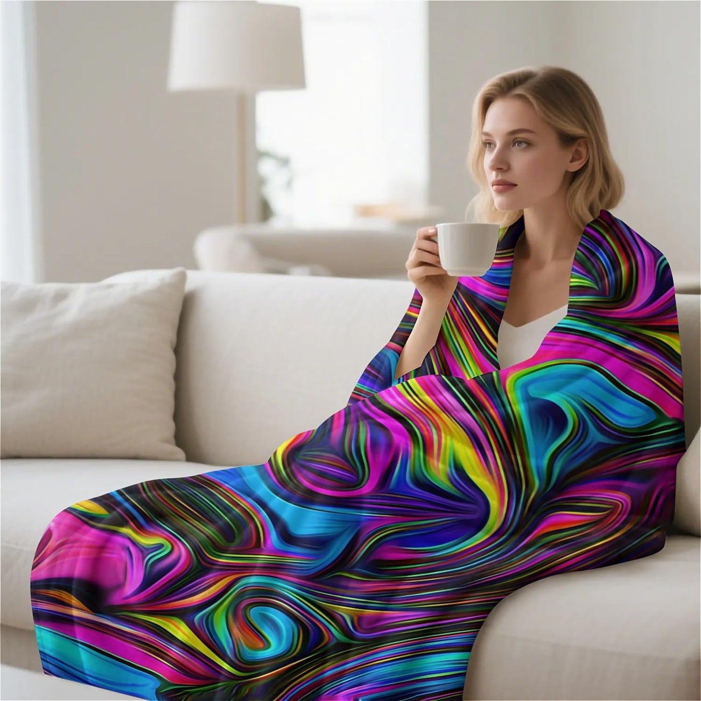 Colorful Fleece Throw Blanket 40 x 50 inches for Couch Sofa Bed,Super Soft Cozy Plush Microfiber Flannel Blanket Lightweight for Women, Men and Kids
