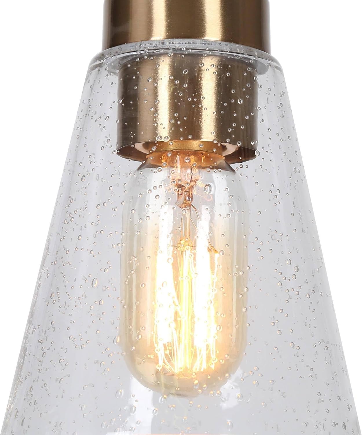 KSANA Black Gold Pendant Light, Modern 1-Light Brass Pendant Lighting Fixture with Seeded Glass Shade and Adjustable Height for Kitchen Island, Dining Room, Foyer and Hallway