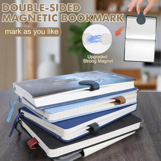 Magnetic Bookmarks for Women Men - 4 PCS Double-Sided Magnetic Book Marks for Reading Women Gift, Multi Functional Leather Book Markers for Book Lovers, Teachers, Students, Book Accessories