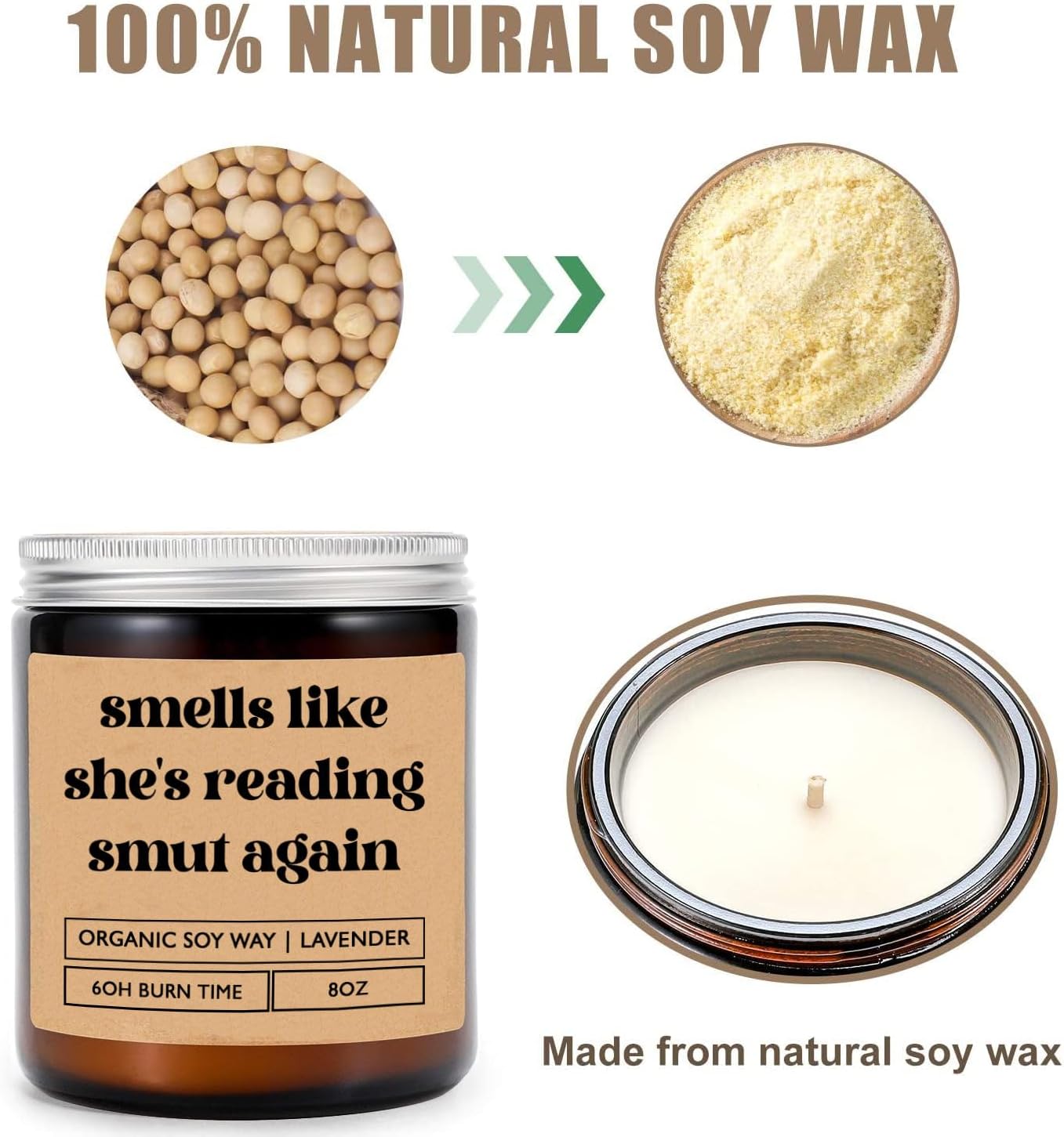 Smells Like She's Reading Smut Again Candle - Funny Reader Gift - Friend Avid Reader Bookworm Gift - Candle Gift for Friend - Family - Coworker - Birthday Gift - Reading Lover Candle