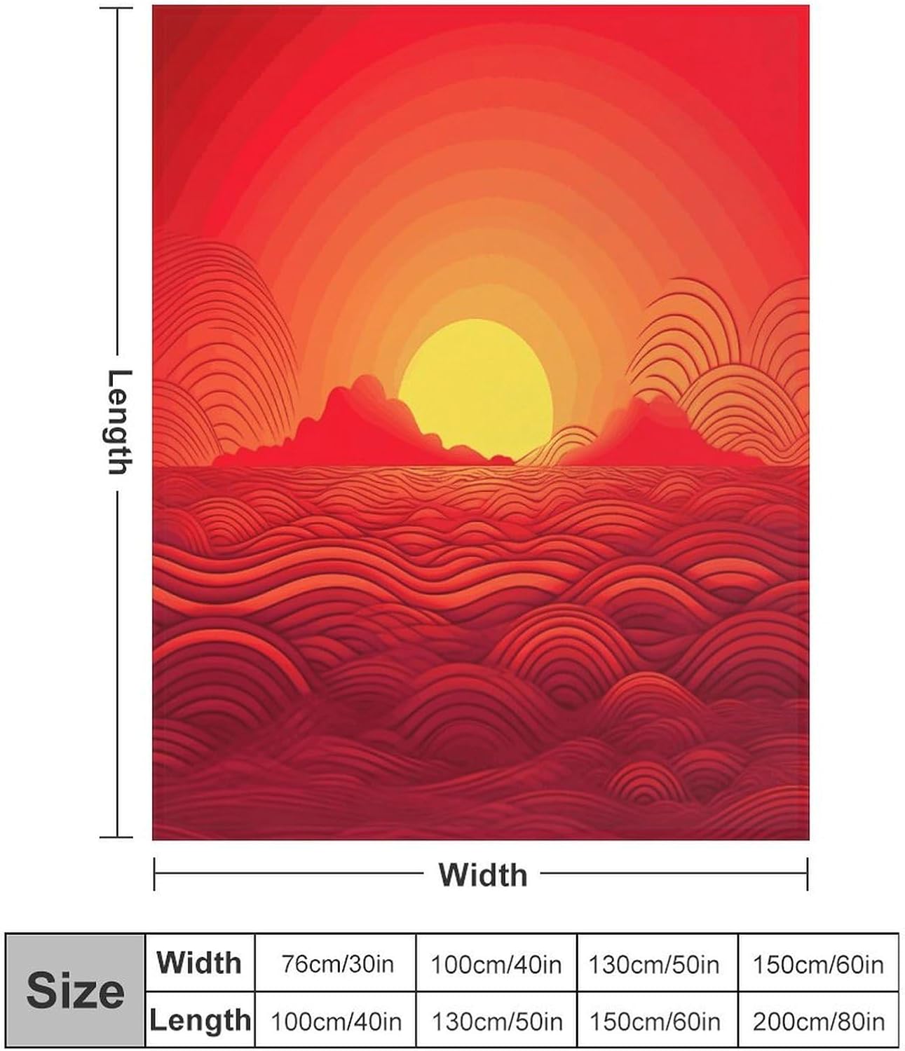 Red Sunrise Blanket Super Soft Lightweight Throw Blanket Cute Cozy Warm Bed Blanket Decorative Fuzzy Blanket All-Season Home Decor Gift for Sofa Couch Living Room 60"*80"（150 * 200cm）