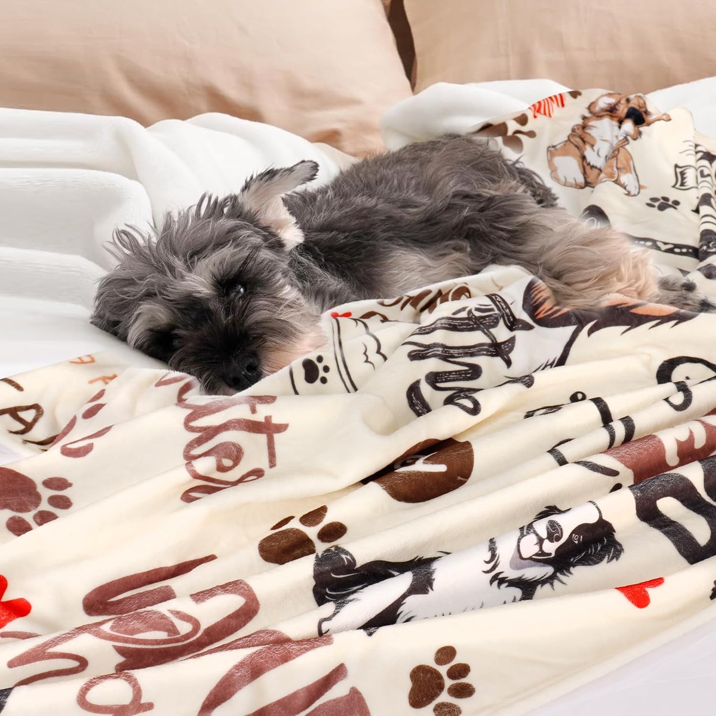 Dog Throw Blanket Cute Dog Animal Pattern Blanket Ultra Soft Flannel Fleece Blankets Lightweight Cozy Fluffy Plush Blanket for Bed Couch Sofa 50" X 60"