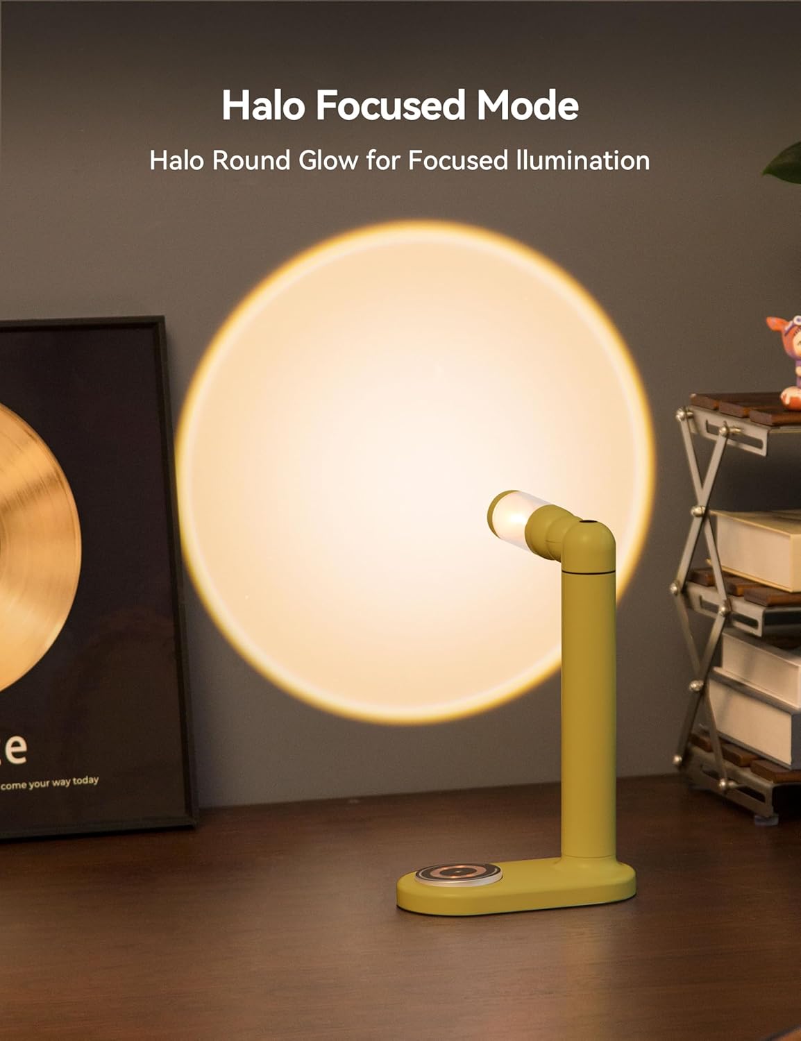 Tubicen Table Lamp Flexible Focus Spotlight Desk Light with Wireless Charger Station 3000mAh Battery Rechargeable Cordless Nightstand Reading Lamp Rotatable Dimmable Modern LED Desk Lamp Yellow