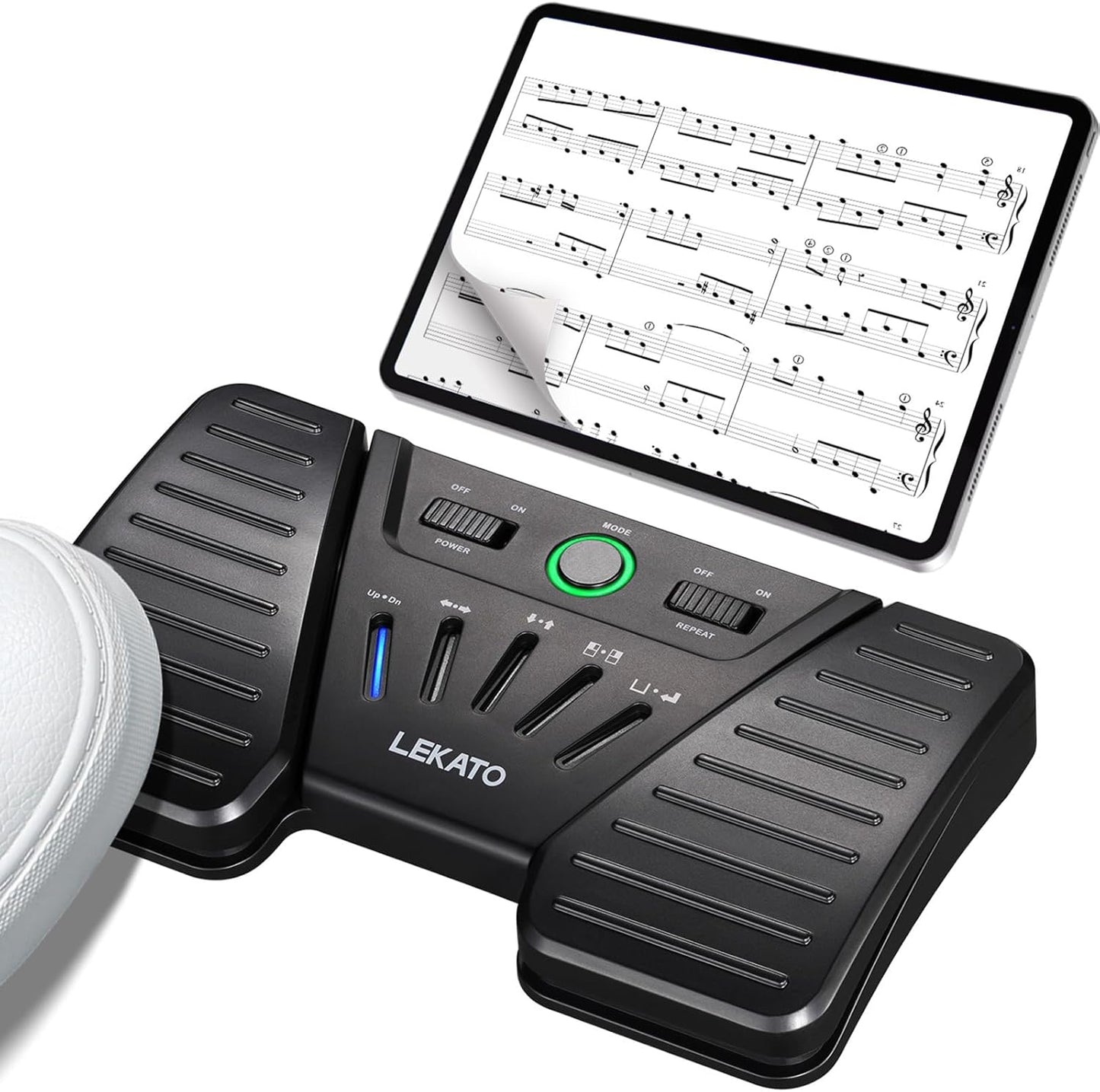 LEKATO Wireless Bluetooth Page Turner Pedal Music Page Turner Pedal for Ipad,Tablets Android IOS Phones Rechargeable Wireless Foot Pedal Silent Page Turner Ipad Page Turner for Hands-Free