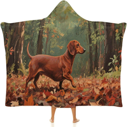 Wiener Dog Wearable Hoodie Blanket for Women Men Fleece Blanket with Hood Oversized Warm Cozy Gifts