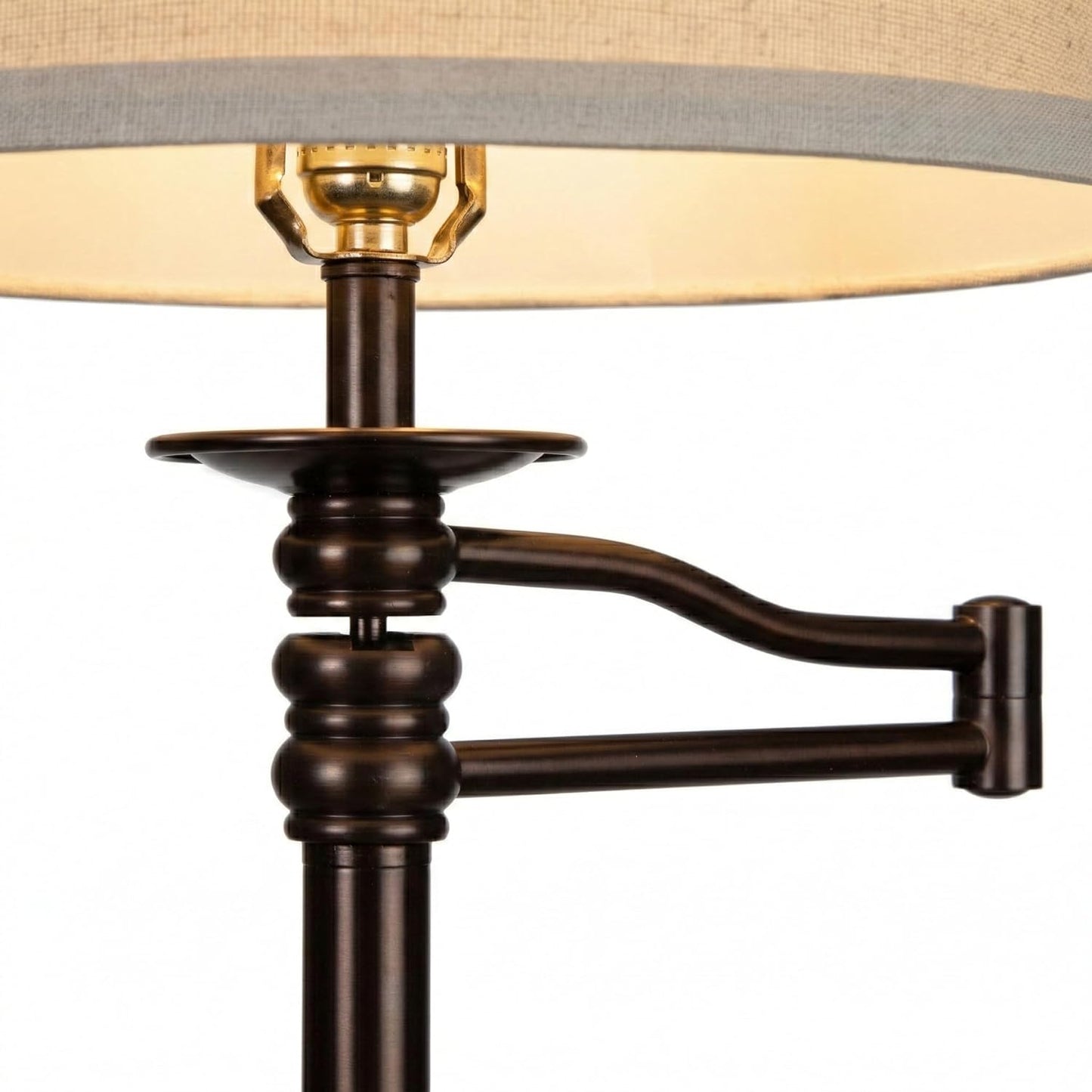 Brightech Caden LED Floor Lamp - Tall Standing Lamp with Swing Arm for Living Rooms & Offices - Industrial Bronze
