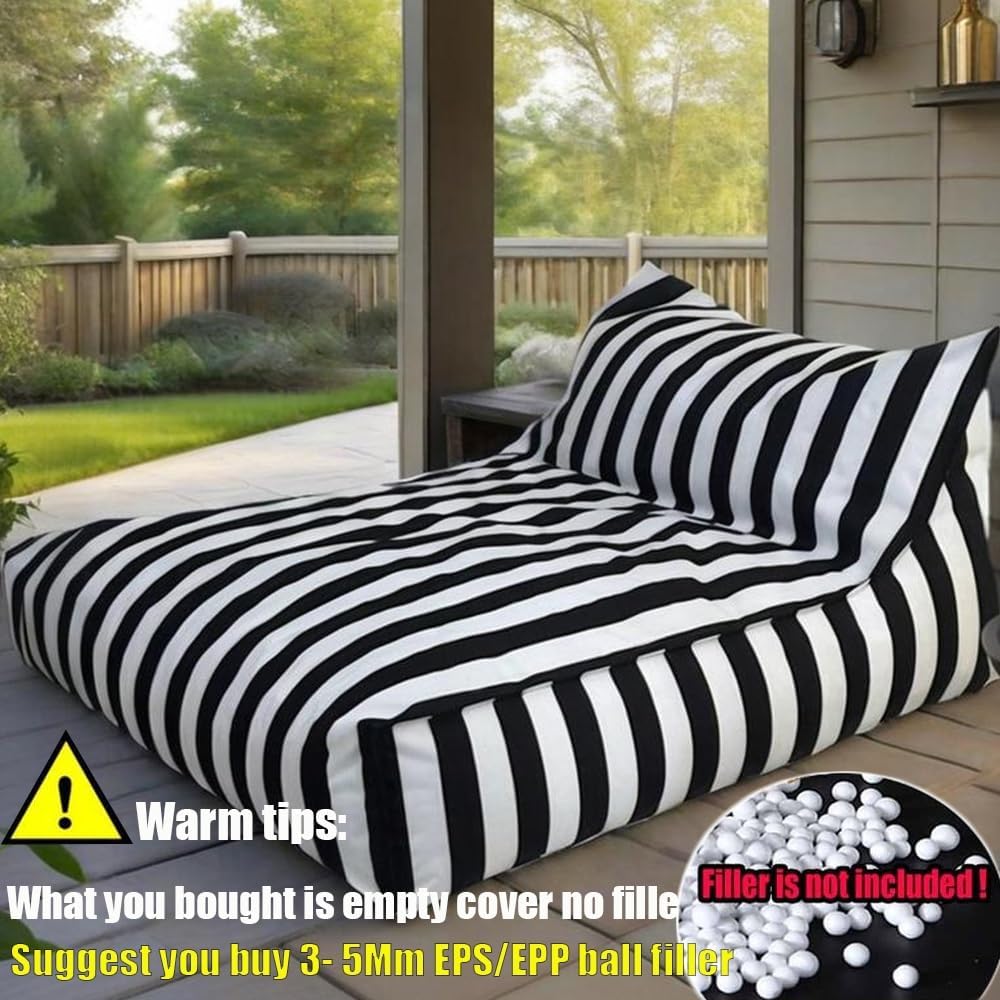 SXBCyan Bean Bags Floating Bean Bag for Pool- King Outdoor Waterproof Oxford Bean Bag Cover Floats Lounger No Filler Stripe Outdoor Beach Pouf Beanbag Sofa Bed(Dark Blue)