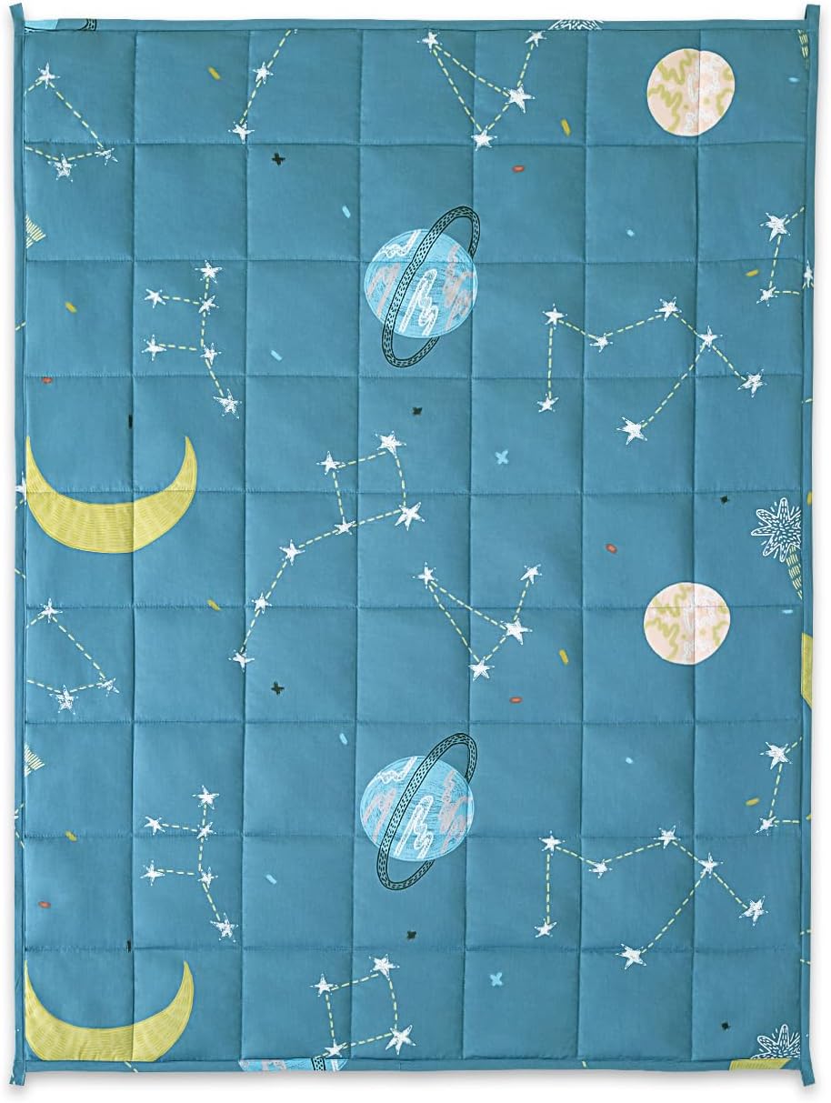 Sivio Weighted Blanket - 100% Cotton Heavy Blanket 5lbs, 36 x 48 inches, Moon and Star Pattern, Breathable Soft Throw Blanket for Calm Sleeping for Home and School Nap