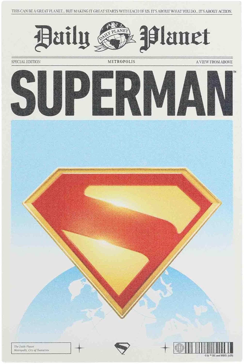 Open Road Brands DC Comics Superman Daily Planet Wood Wall Decor - Classic Superman Newspaper Wall Art for Home or Office