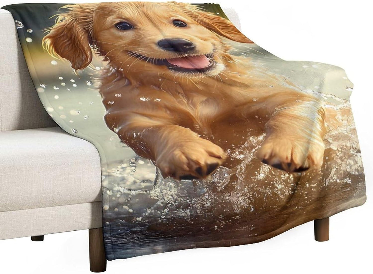 Dog Retriever Animals Throw Blanket for Couch Bed Plush Cozy Fuzzy Flannel Blanket for All Season 40"x60"