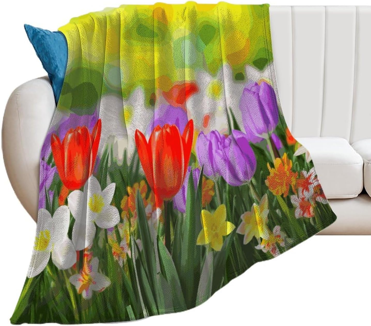 Spring Flowers Blanket Super Soft Lightweight Throw Blanket Cute Cozy Warm Bed Blanket Decorative Fuzzy Blanket All-Season Home Decor Gift for Sofa Couch Living Room 40"*50" （100 * 130cm）