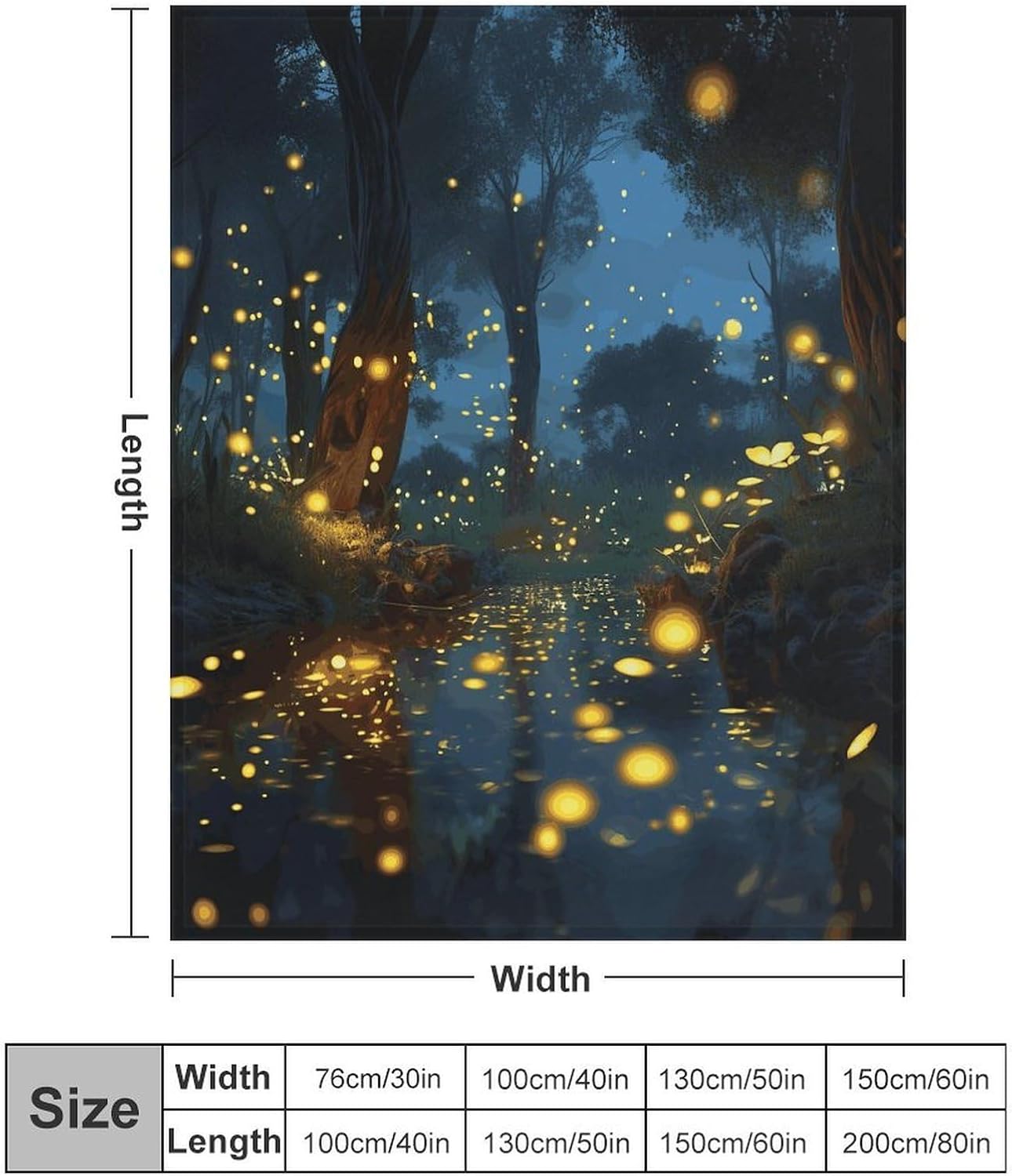 Fireflies Throw Blanket for Couch Super Soft Warm Lightweight Throw Blankets Cozy Flannel Bed Blanket Cute Decorative Blankets for All Seasons Home Decor Gift 30"*40"（76 * 100cm）