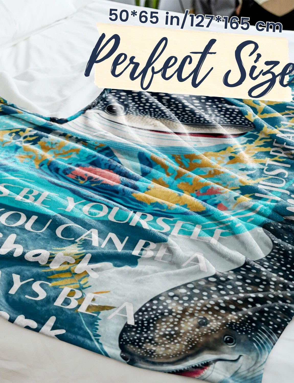 Whale Shark Blanket - Soft Throw 50"x65" - Gifts for Shark Lovers, Girls, Women, Besties - Whale Sharks Are My Spirit Animals