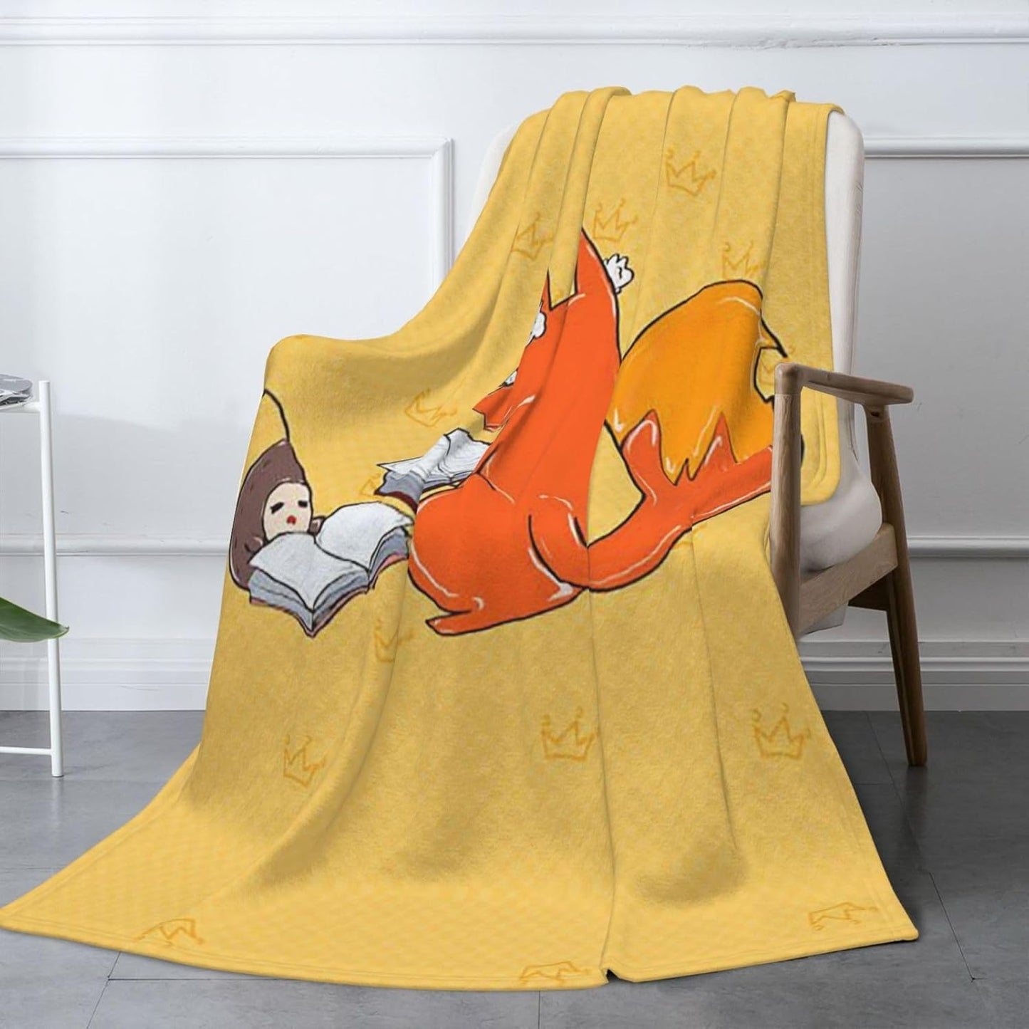 Custom Designed Weighted Blanket - Unique Pattern, Soft Fleece Throw for Women & Men, Cozy Couch & Bed Blankets, Warm Winter Comfort 320g Flannel Curious Reading Fox