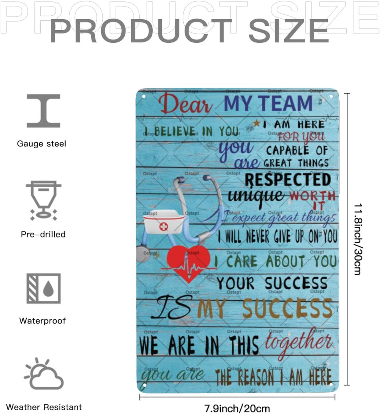 Dear My Team Nurse Tin Sign Nurse Cap Stethoscope Wall Decor For Medical Staff Team Poster Inspirational Quotes Medical Staff Gift Positive Nurse I Believe In You Office Signs 8x12 Inch